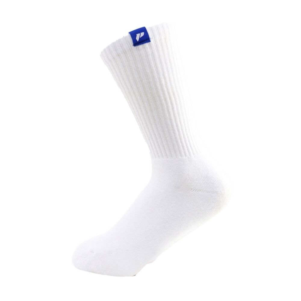 4PK Lifesopeche Ribbed White Crew LSP Label Socks Cobalt Blue One Size
