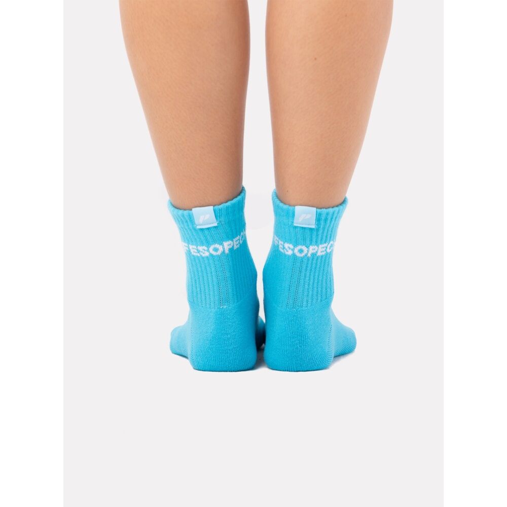 2PK Lifesopeche Ribbed Mid Crew LSP Label Everyday Socks Aqua One Size