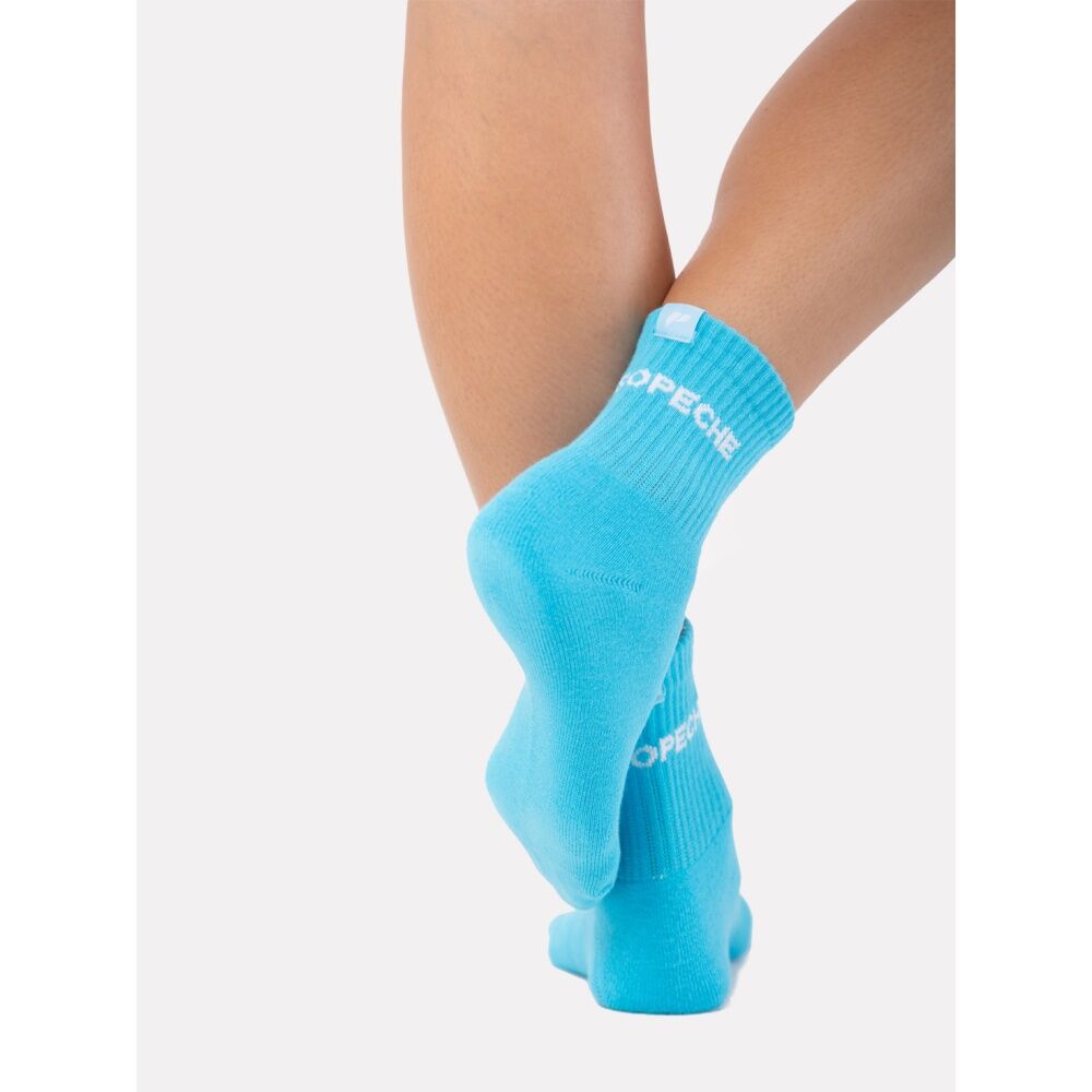 2PK Lifesopeche Ribbed Mid Crew LSP Label Everyday Socks Aqua One Size