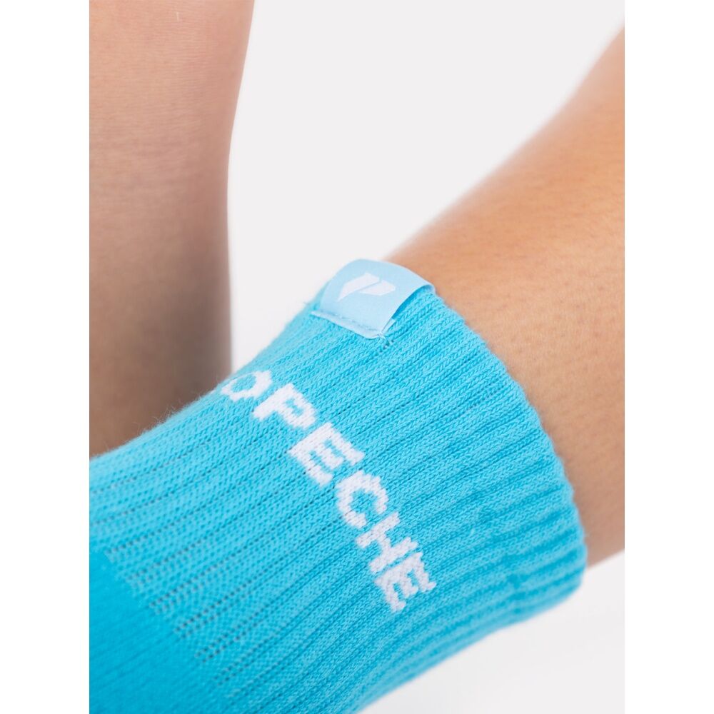 2PK Lifesopeche Ribbed Mid Crew LSP Label Everyday Socks Aqua One Size