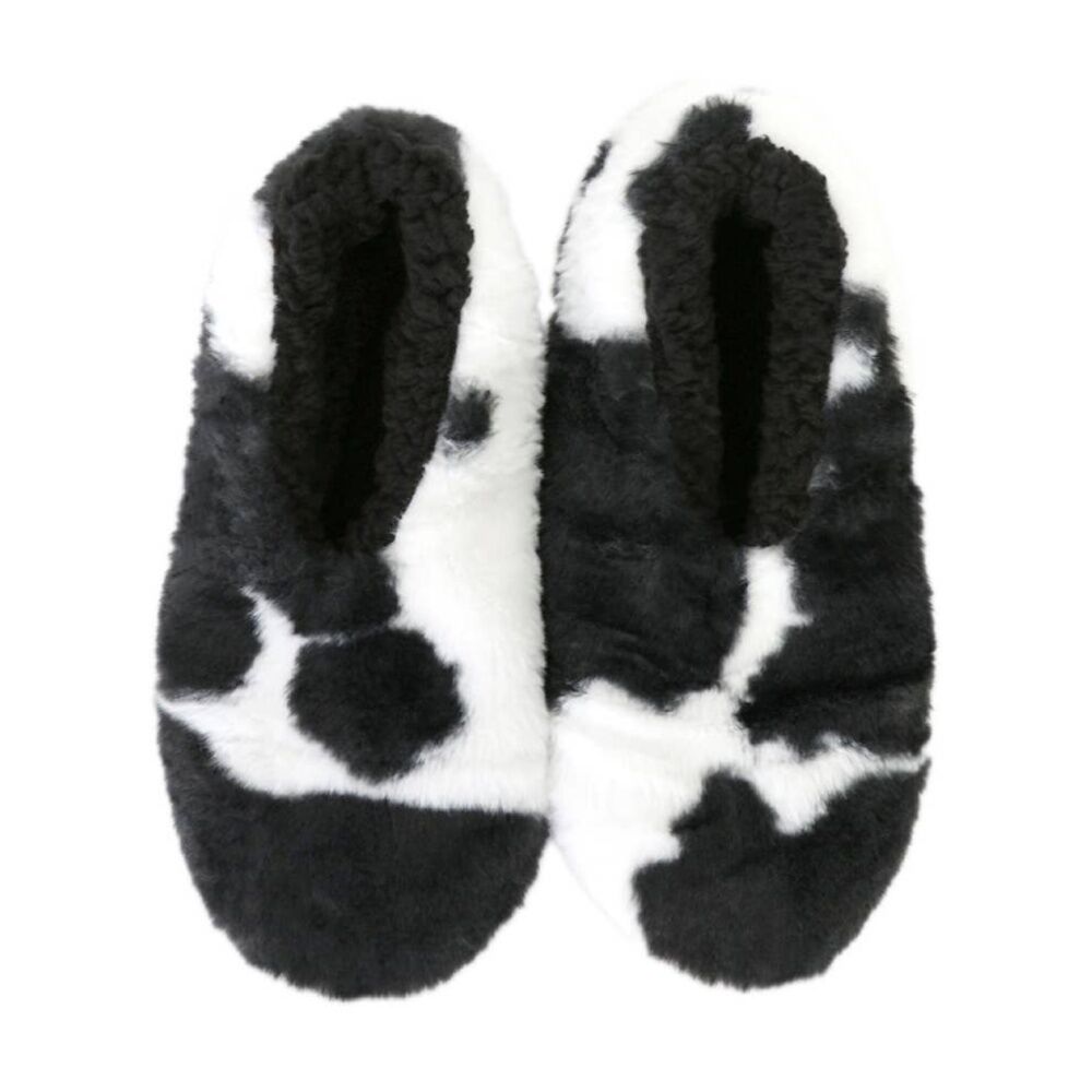 SnuggUps Women's Plush Sherpa Lining Slipper Cow Print XLarge Size EU43-45