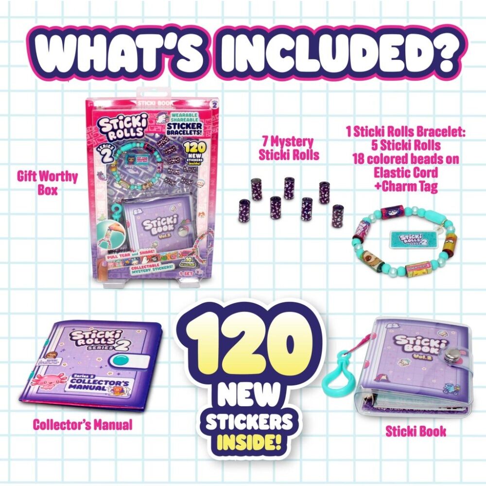 Sticki Rolls Book & Bracelet Pack S2 Sticker Collection Organiser