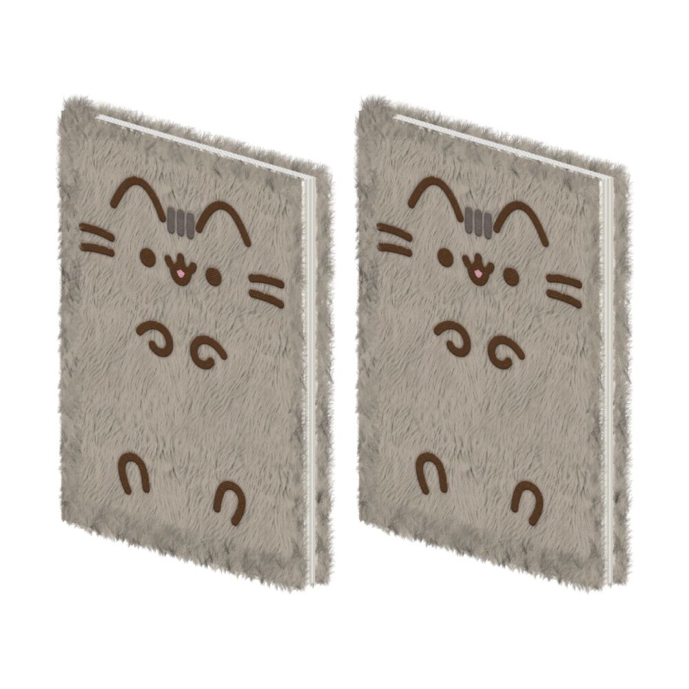 2PK Pusheen Soft Fluffy Playful Plush Grey Cat Notebook A5 23x17cm