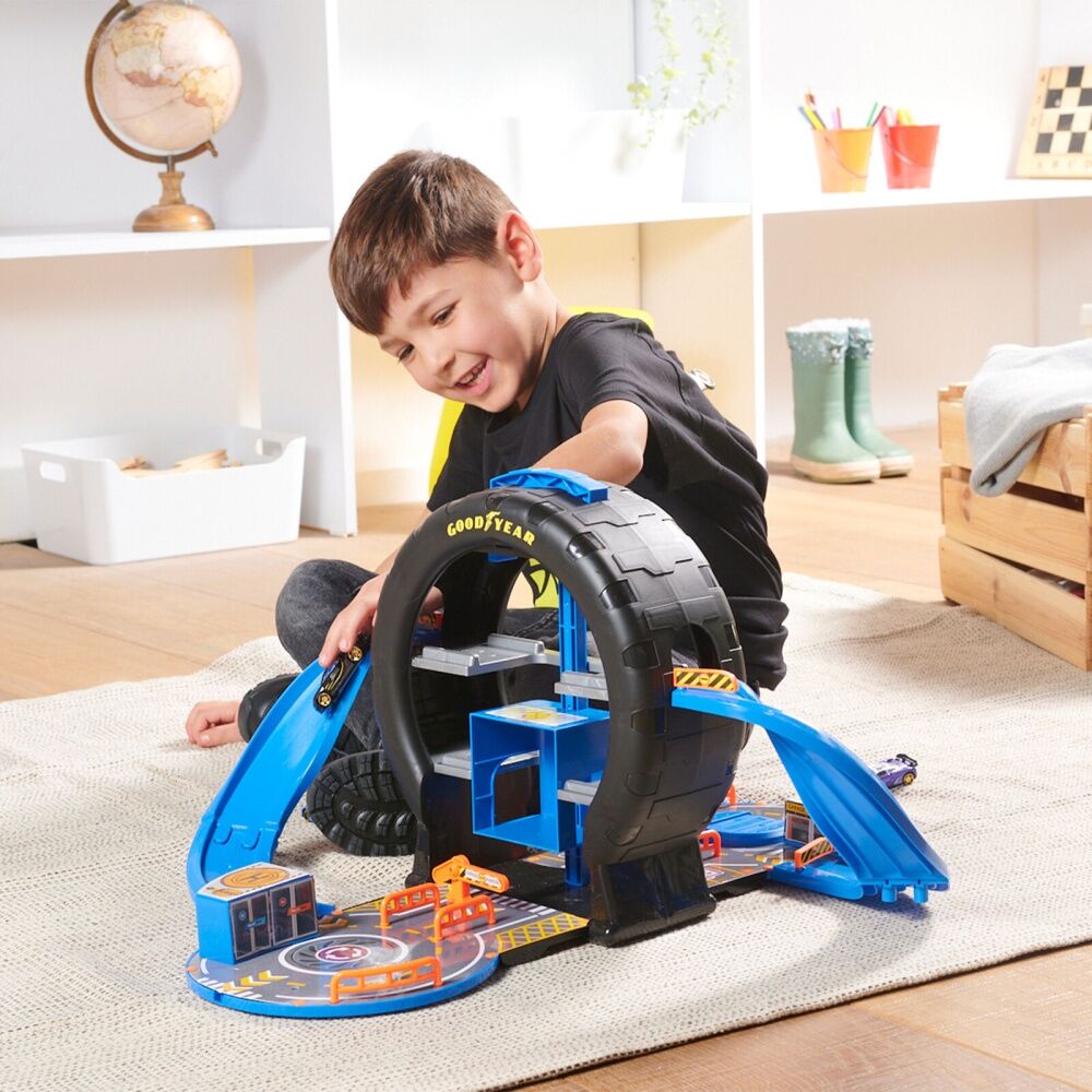24pc Goodyear Pack Away Garage Racing Car Kids Toy With Carry Handle 3y+