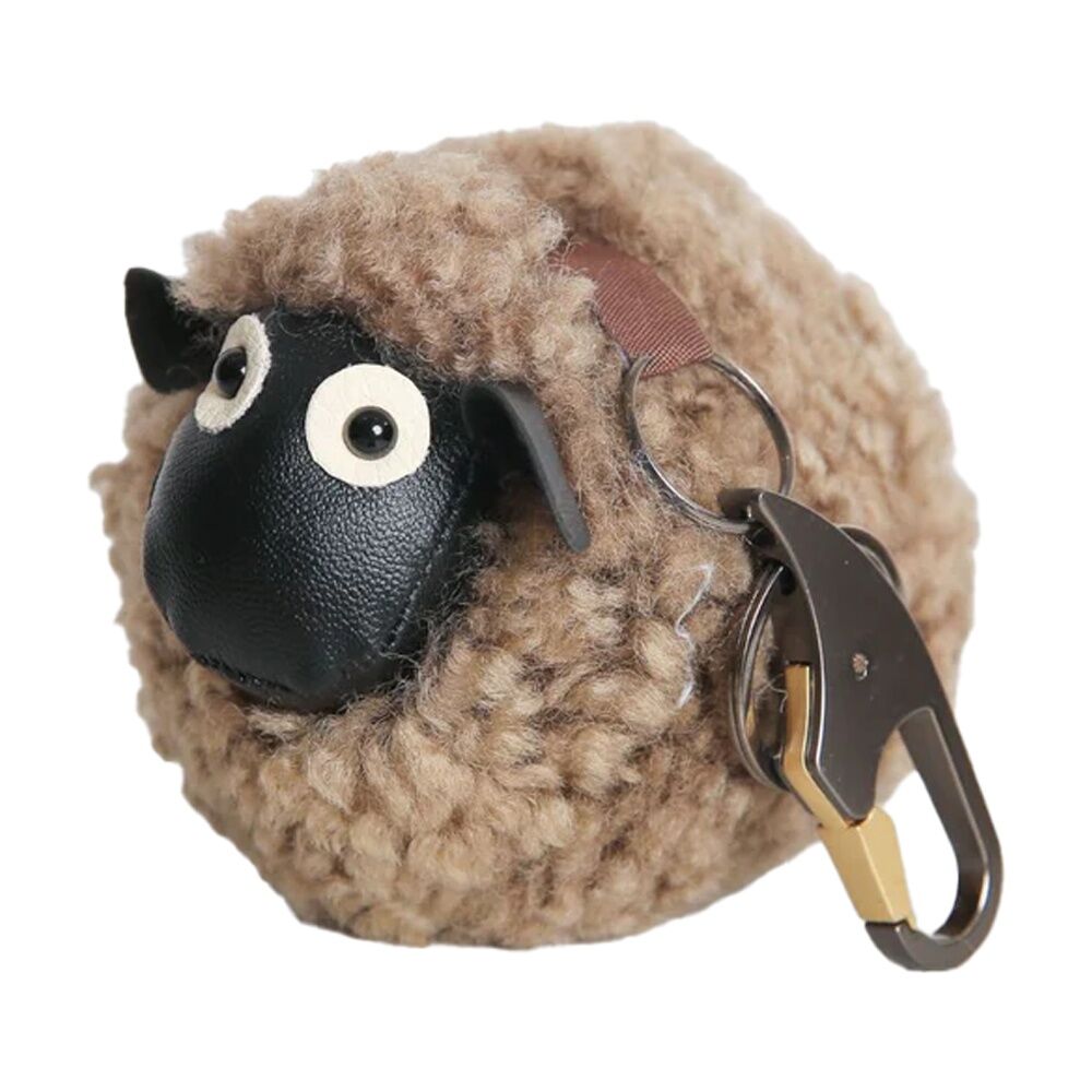 2PK Huxford Grove The Kingston Shorn Wool Sheep Keyring Bag Tag 12x8x8cm Sahara