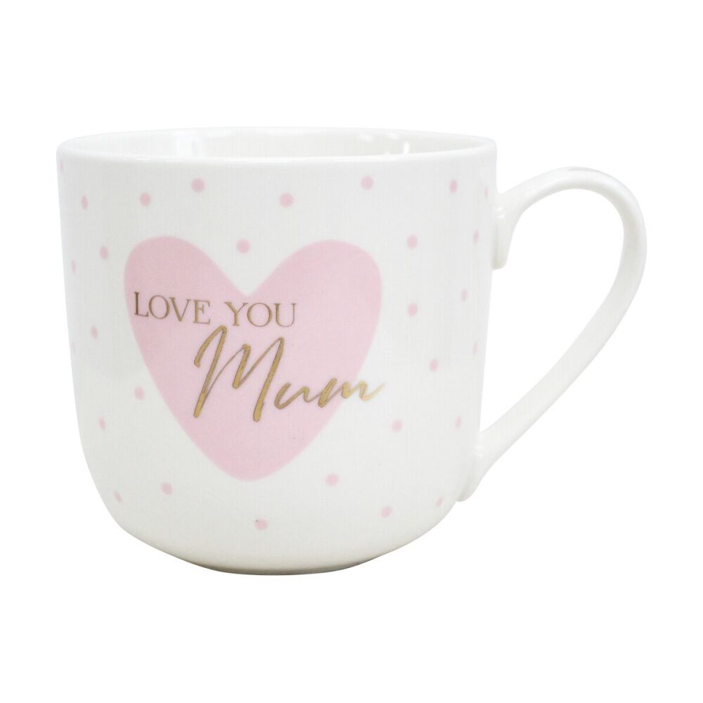 2PK LVD Love You Mum Bone China/Gold Foil Gift Mug Drinking Cup Pink/White