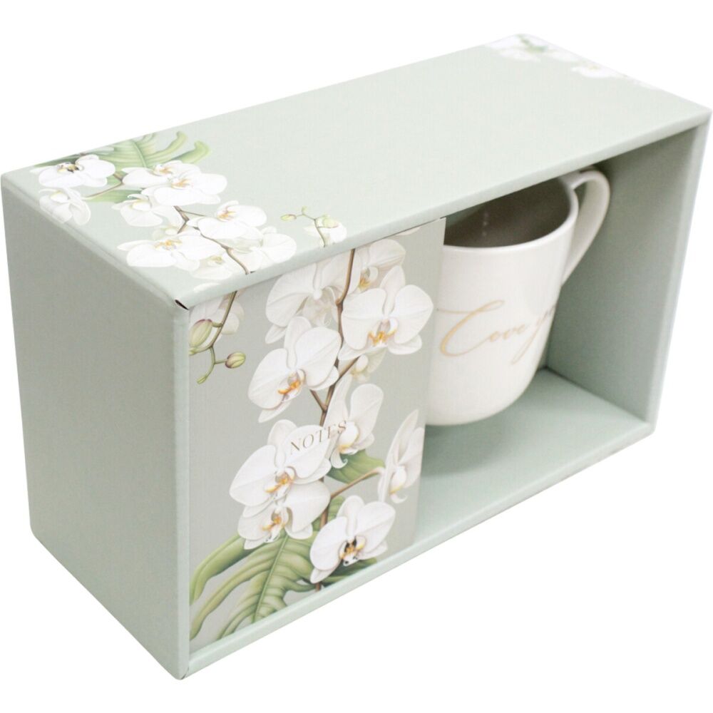 4x 2pc LVD Love You Gift Matching Ceramic Mug & Notebook Set Green/White