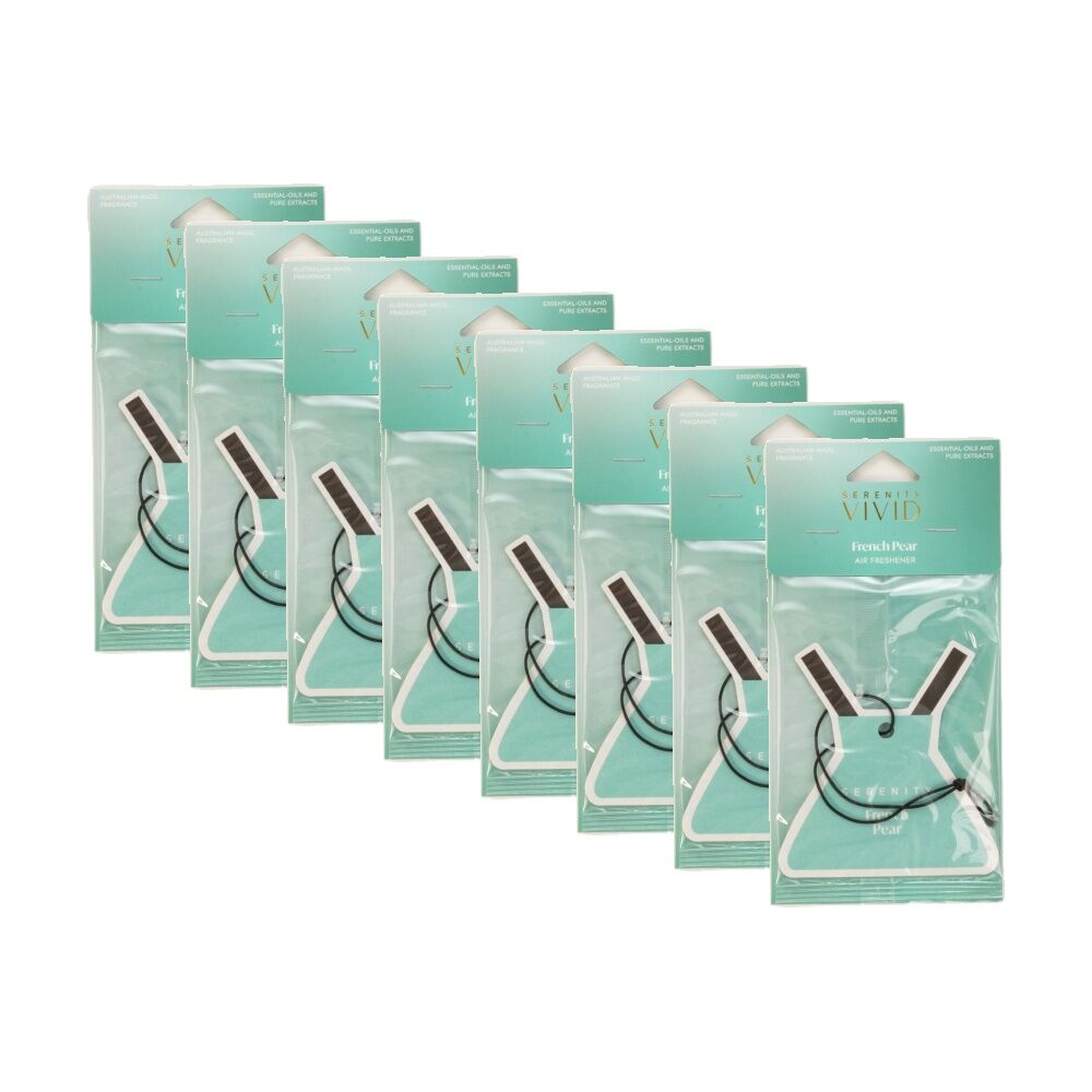 8PK Serenity French Pear Scented Car Air Freshener Crisp Floral Musk Scent