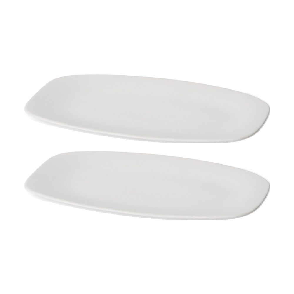2PK E Style Nakano Tray Ceramic Elegant Table Serveware White 48x30x3cm