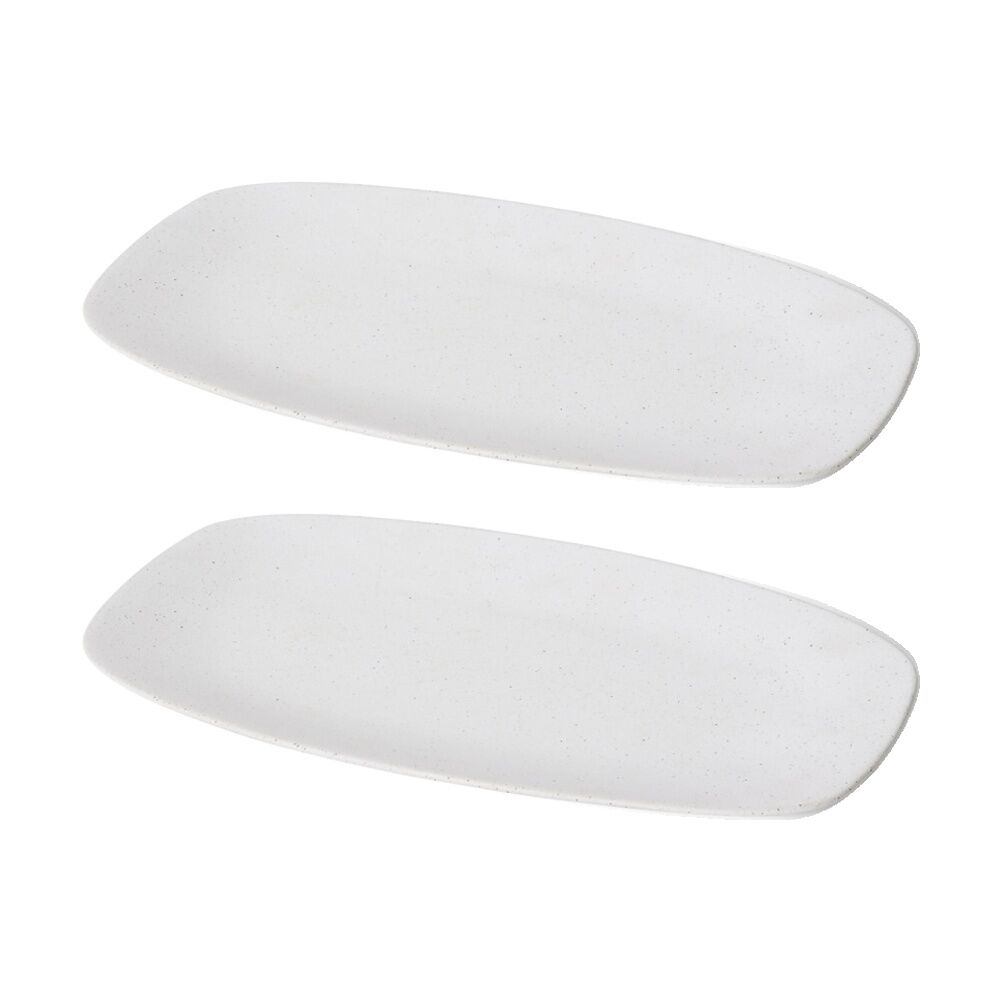 2PK E Style Matias Tray Ceramic Contemporary Serveware Sandy White 42x24x2cm