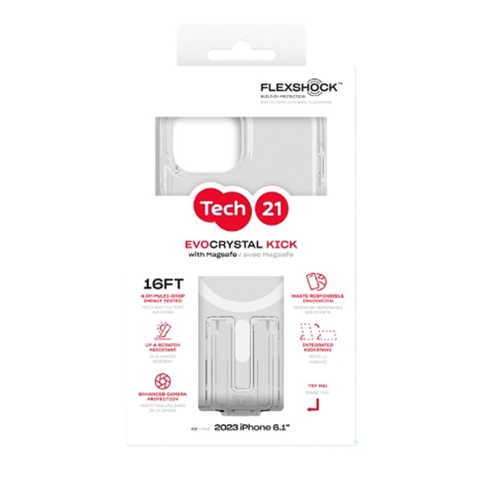 Tech21 EvoCrystal Kick w/MagSafe - iPhone 15 Pro Flexshock Impact Material White