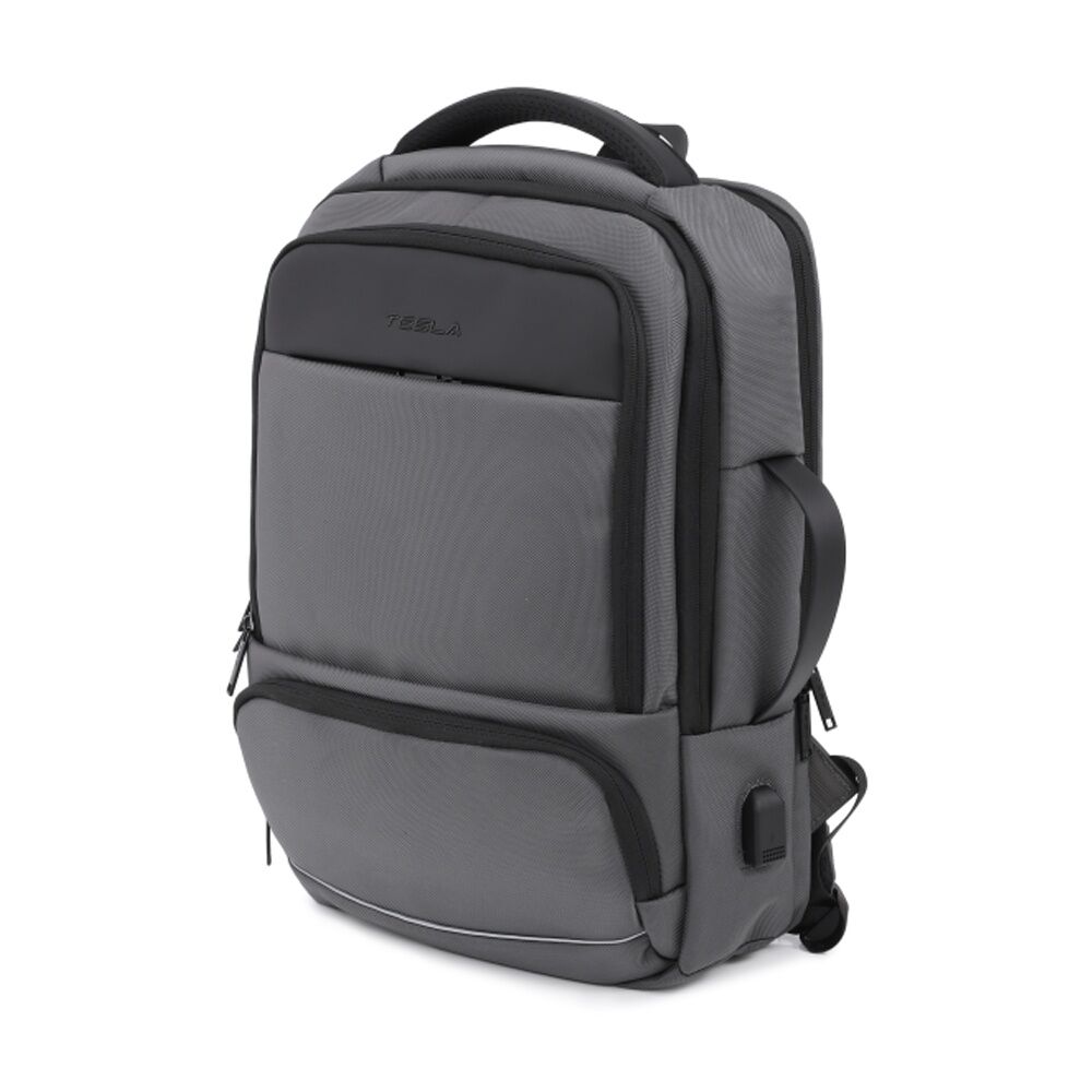 Tesla Apolo Backpack With External USB Charging Port Charcoal 43x30x16cm
