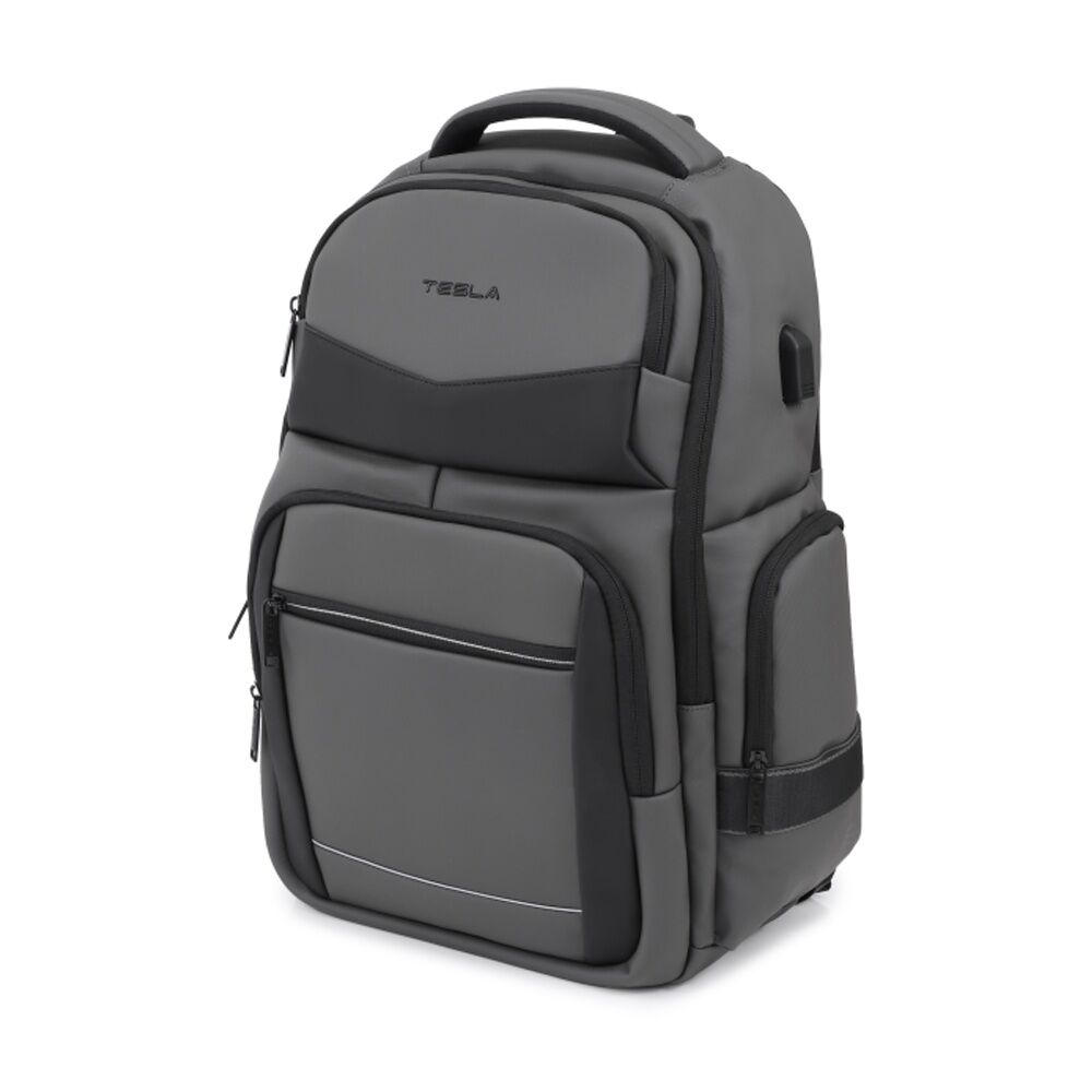Tesla Aries Backpack W/ USB Charging Port Laptop Compartment Charcoal 46x33x19cm