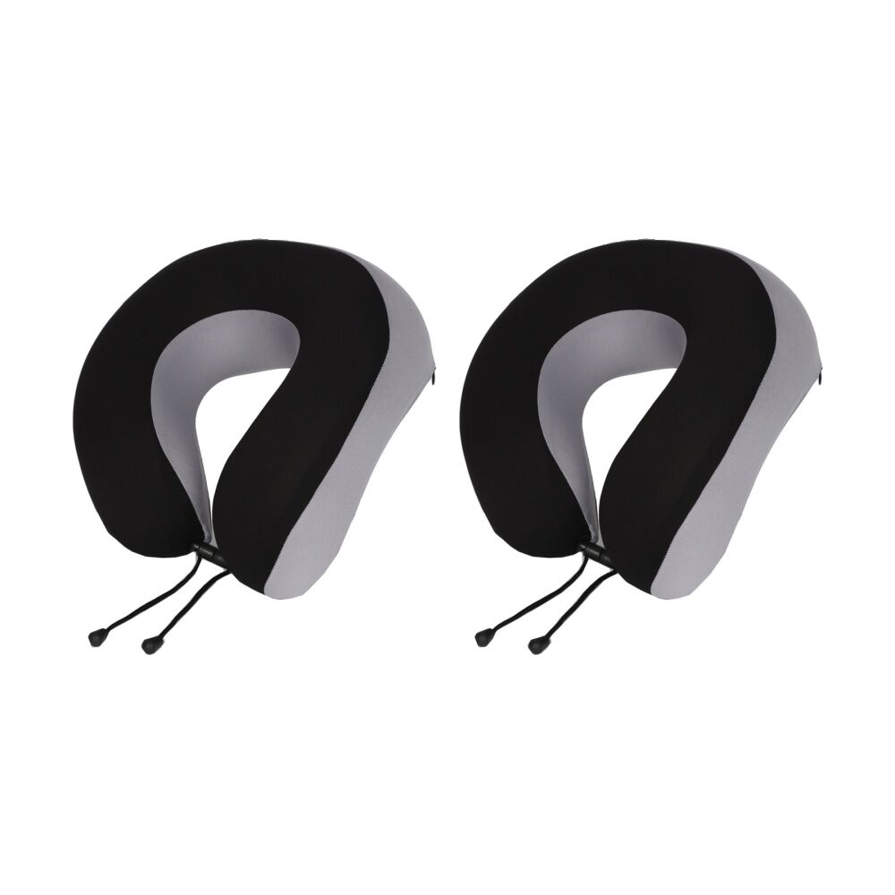 2PK Tosca Memory Foam Neck Cush Travel Support Pillow Black/Grey