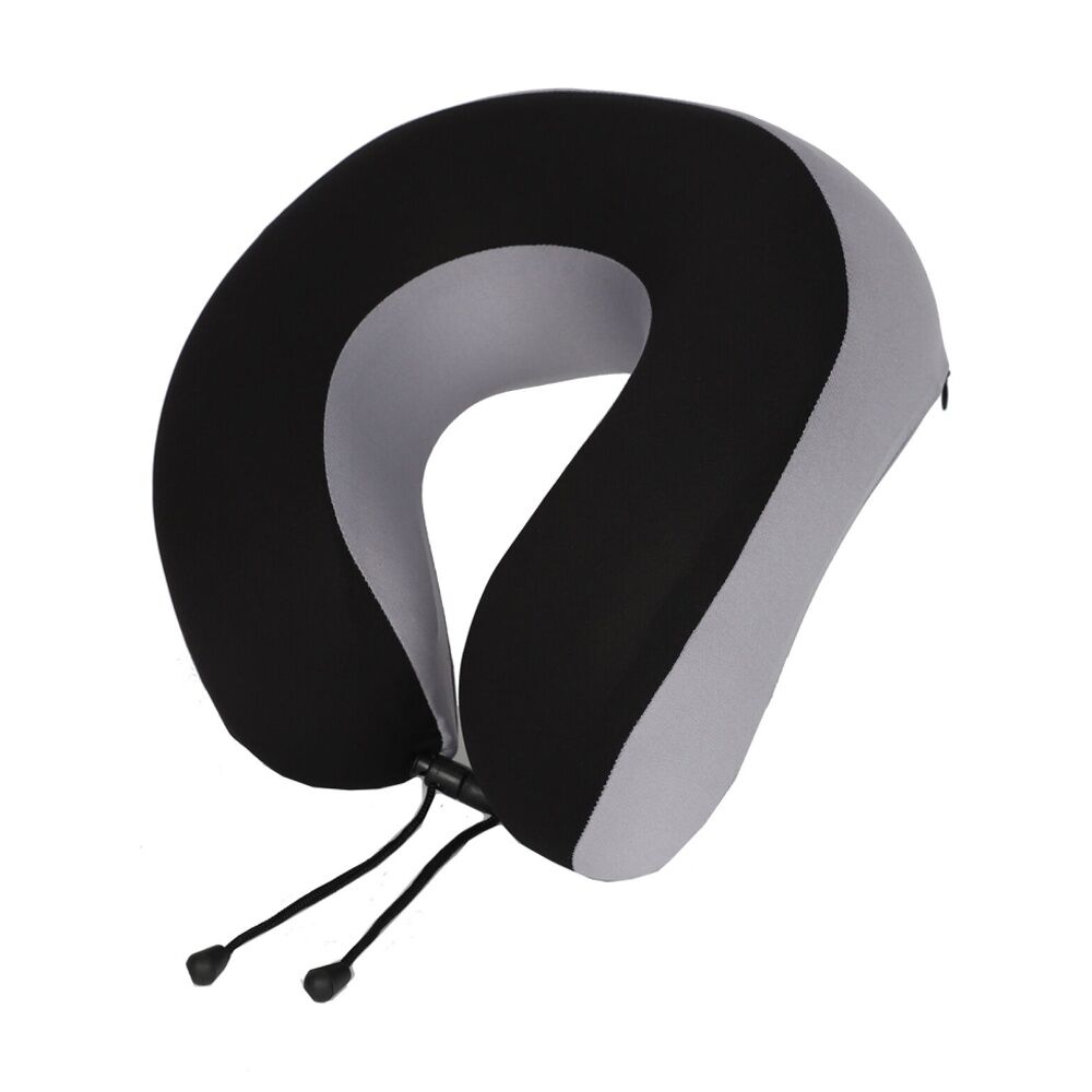 2PK Tosca Memory Foam Neck Cush Travel Support Pillow Black/Grey