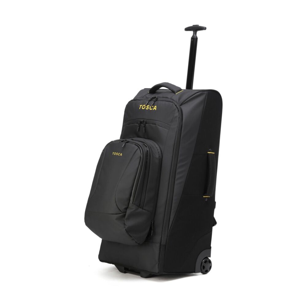 Tosca Delta Trolley Backpack Rolling Luggage Travel Bag Black/Yellow 75cm