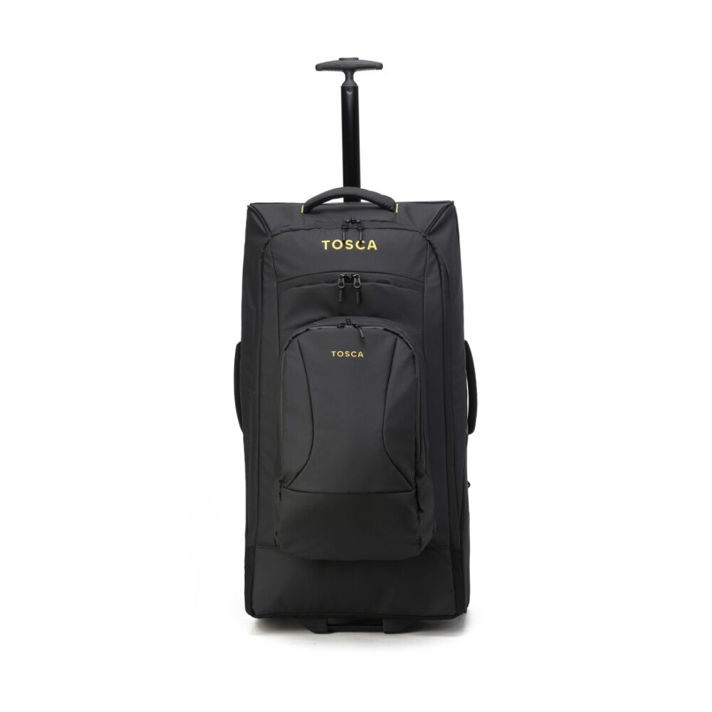 Tosca Delta Trolley Backpack Rolling Luggage Travel Bag Black/Yellow 75cm
