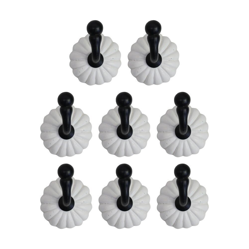 8PK LVD Chloe Aged White Resin Flower Hook Home Wall Decoration 5x5.2x6cm