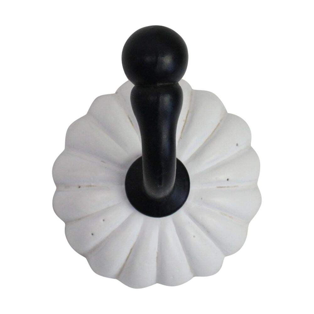 8PK LVD Chloe Aged White Resin Flower Hook Home Wall Decoration 5x5.2x6cm