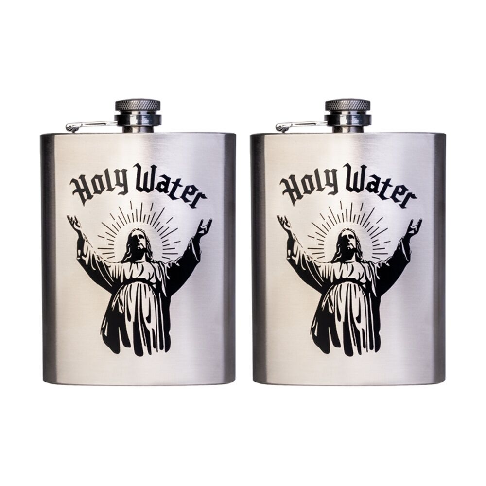 2PK MDI Drink Flask Holy Water Portable Container Stainless Steel