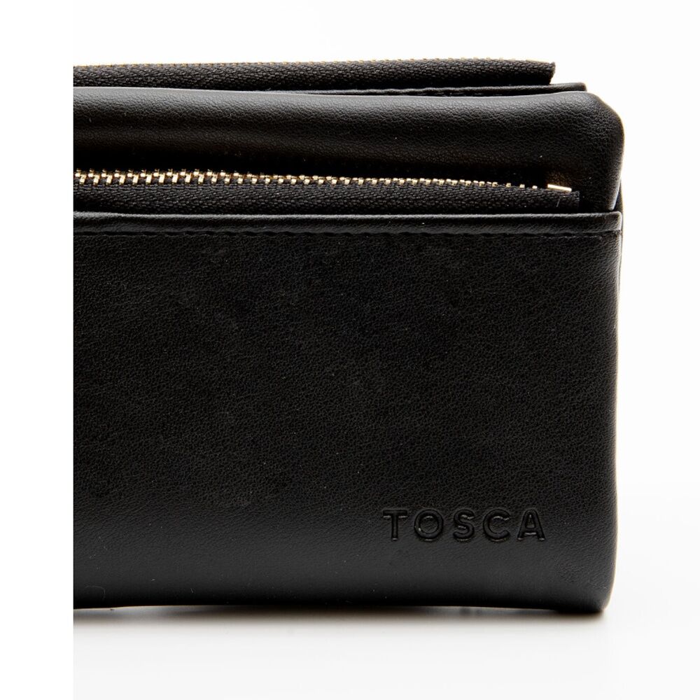 Tosca PU Wallet Gold Zipper Everyday Wristlet Clutch Purse Black