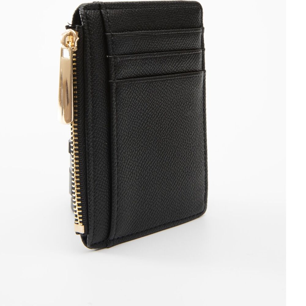 Tosca PU Wallet Textured Leather Cardholder Zip Around Slim Design Black
