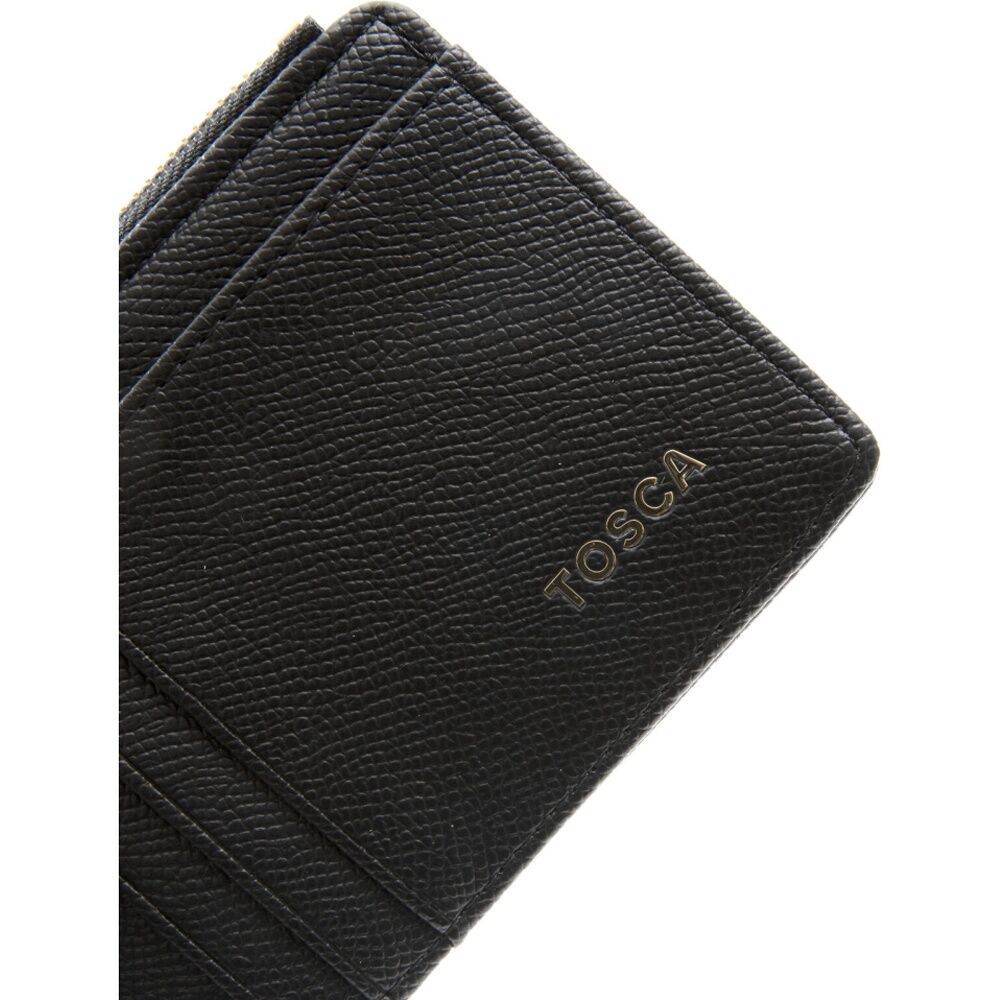 Tosca PU Wallet Textured Leather Cardholder Zip Around Slim Design Black