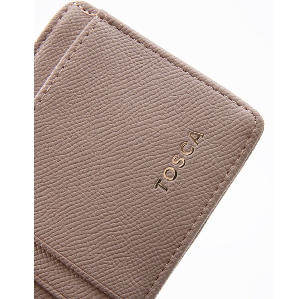 Tosca PU Wallet Textured Cardholder & Zip Slim Fit Purse Adobe Rose Beige