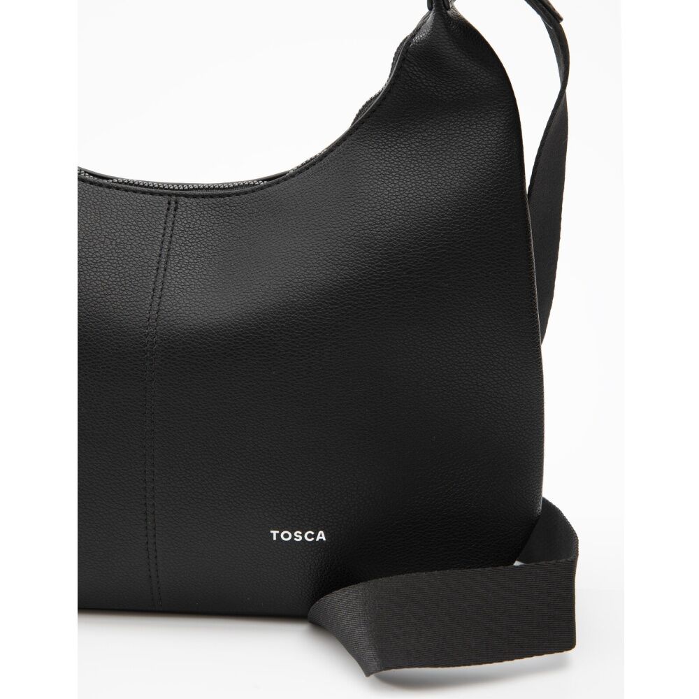 Tosca Handbag Textured Crescent Single Handle Zip Closure Bag Black
