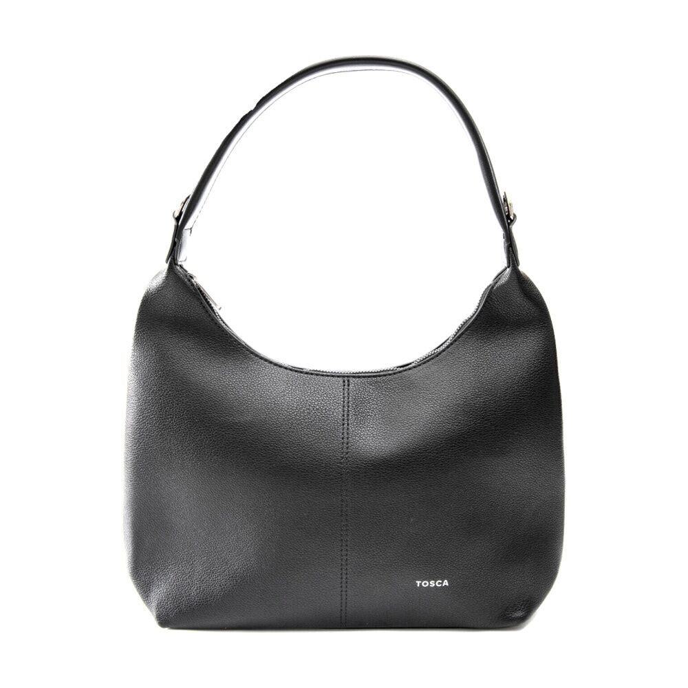 Tosca Handbag Textured Crescent Single Handle Zip Closure Bag Black