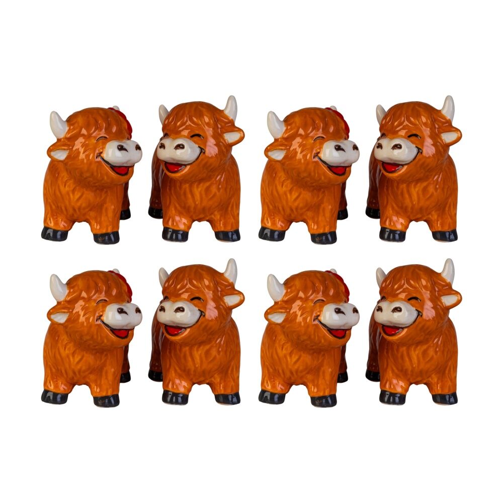 4PK 2pc MDI Salt & Pepper Set Highland Cow Ceramic Kitchen Table Decor