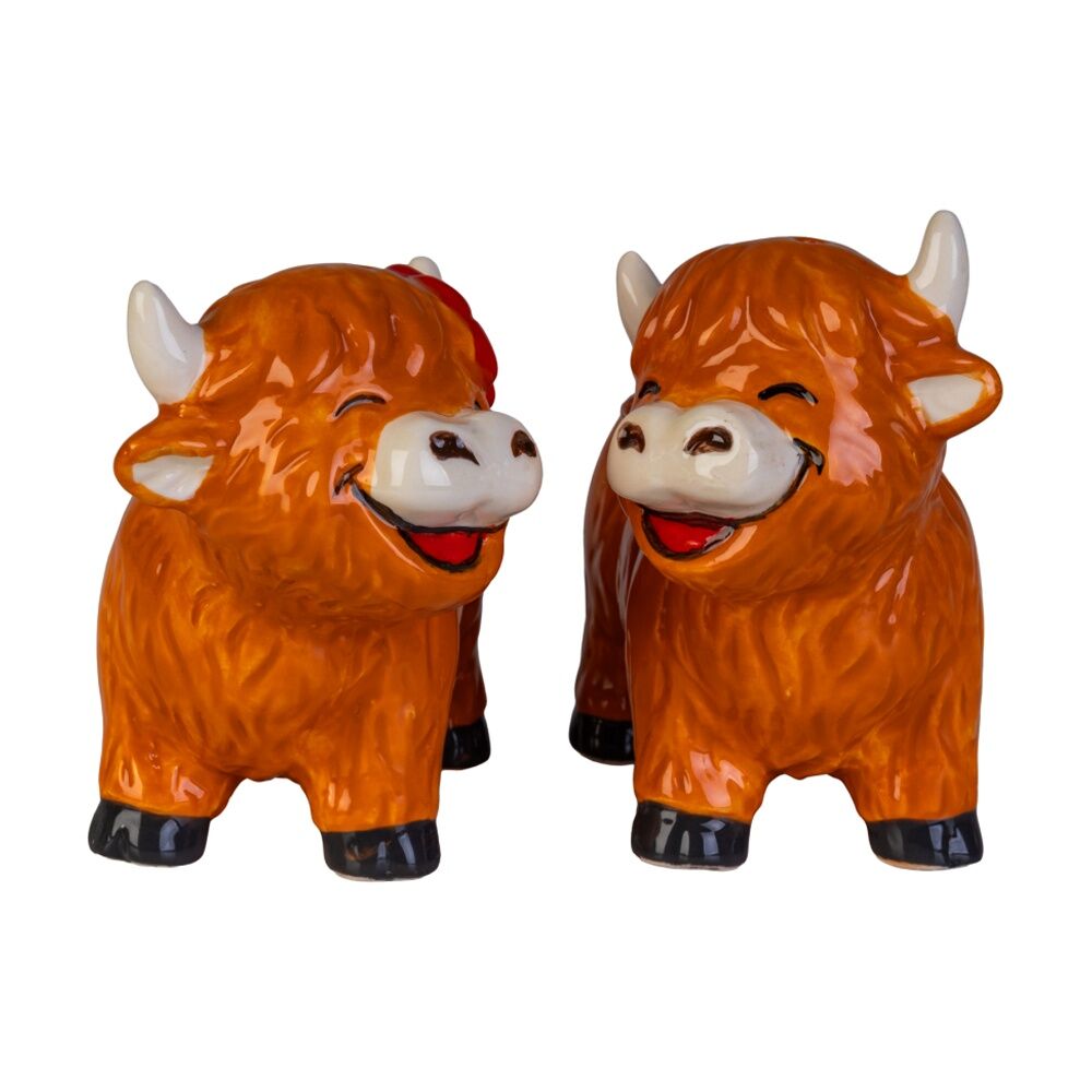4PK 2pc MDI Salt & Pepper Set Highland Cow Ceramic Kitchen Table Decor