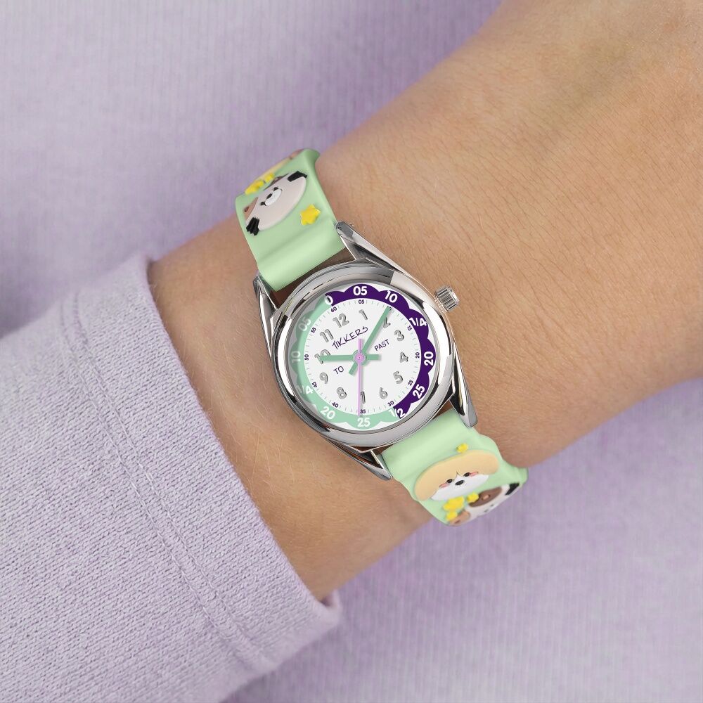 Tikkers 3D Animal Silicone Strap Time Teacher Dial Kids Watch Aqua