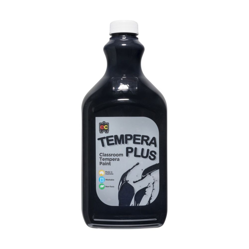 2PK Educational Colours Tempera Plus Classroom Junior Student Paint Black 2L