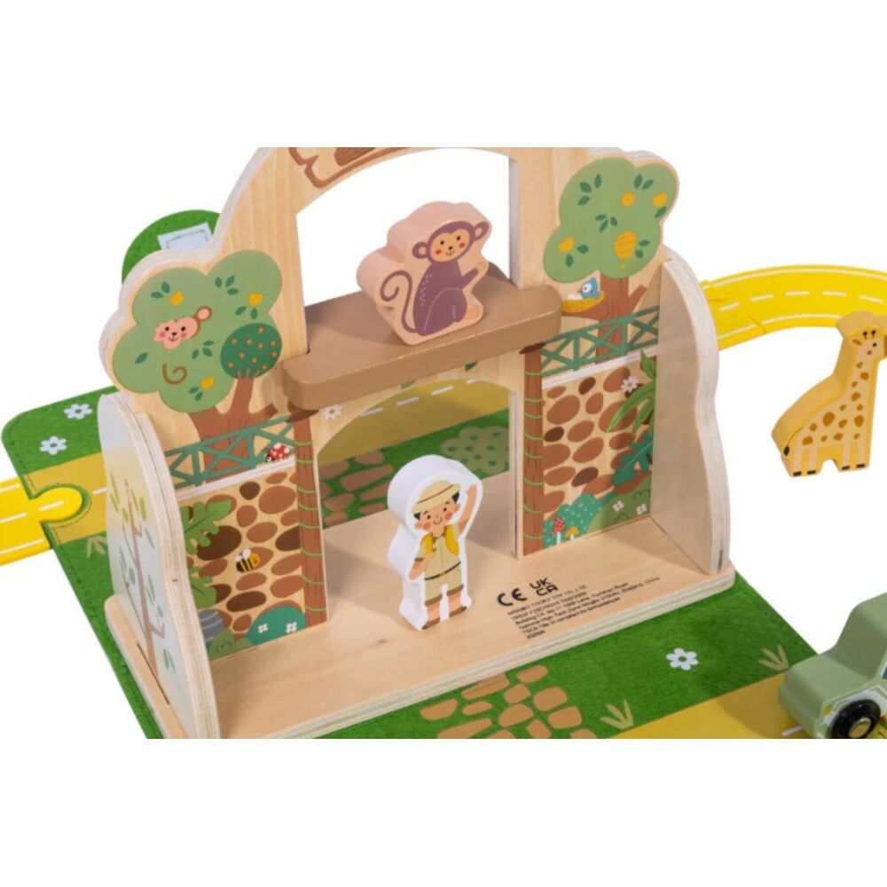 Tooky Toy Felt Zoo Play Portable Wooden Toddler/Kids Playset Age 18m+