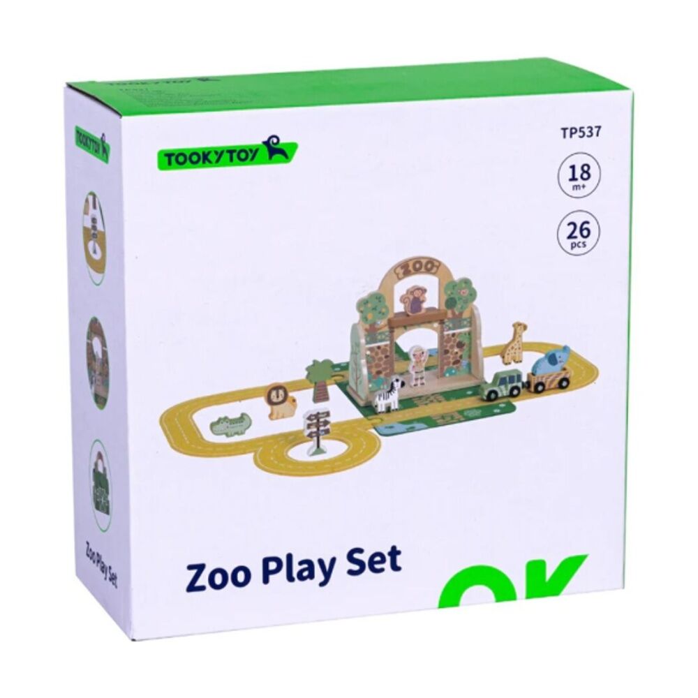 Tooky Toy Felt Zoo Play Portable Wooden Toddler/Kids Playset Age 18m+
