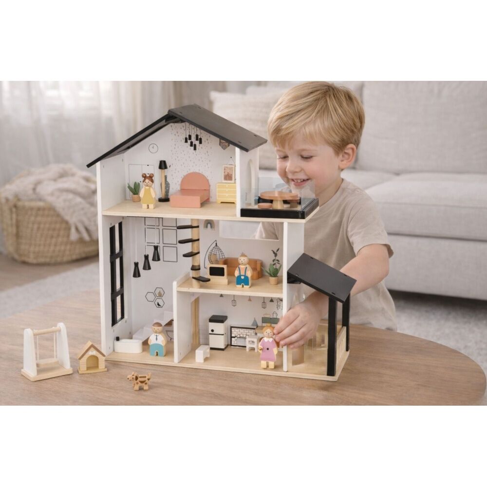 Tooky Toy Kids Play Doll House Family Figures Furniture Pet Accessories 3y+