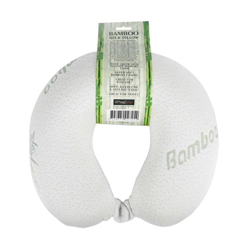 Braz Bamboo Cooling Hypoallergenic U-Shape Travel Neck Pillow White
