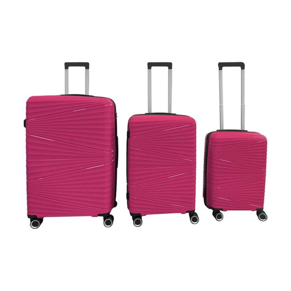 3pc Braz Hard Shell 4 Spinner Wheels Travel Luggage Suitcase Set Pink