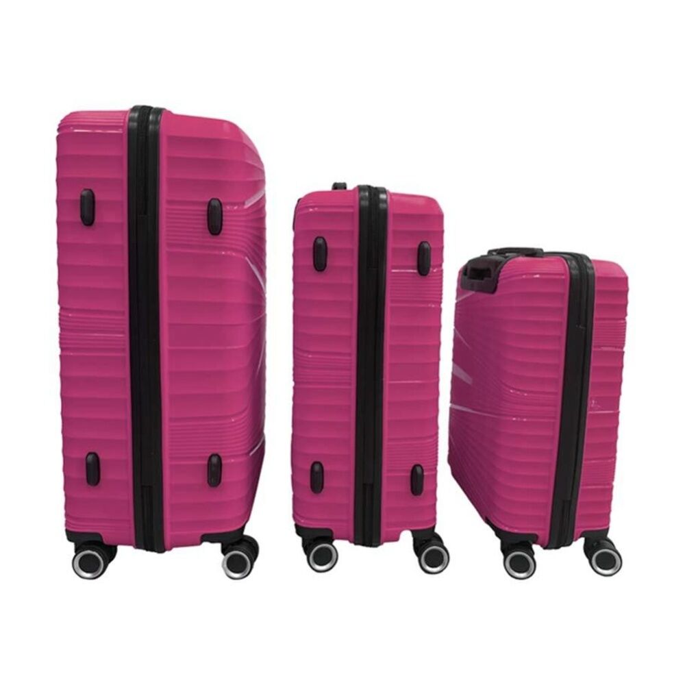 3pc Braz Hard Shell 4 Spinner Wheels Travel Luggage Suitcase Set Pink