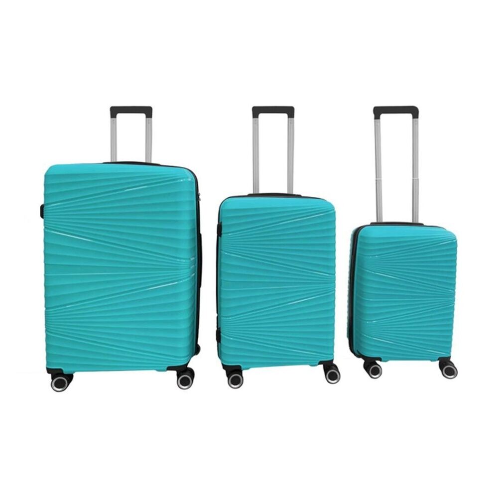 3pc Braz Hard Shell 4 Spinner Wheels Travel Luggage Suitcase Set Blue