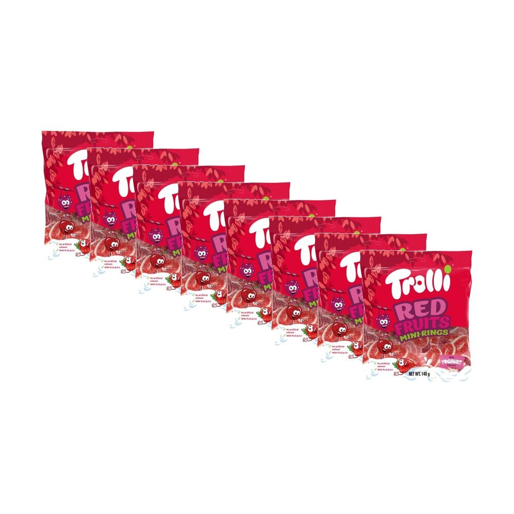 8PK Trolli Red Fruit Rings 140g Party Favours Candy/Lollies/Gummies