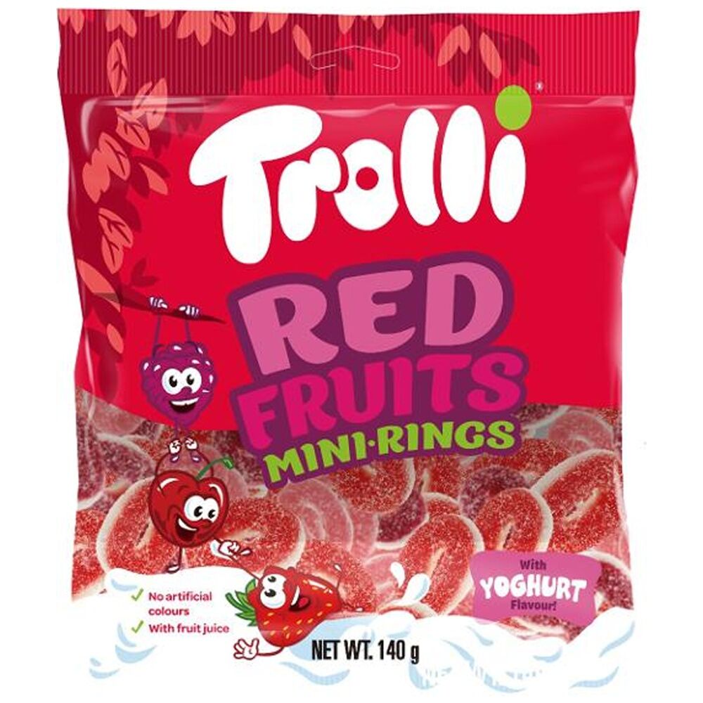 8PK Trolli Red Fruit Rings 140g Party Favours Candy/Lollies/Gummies