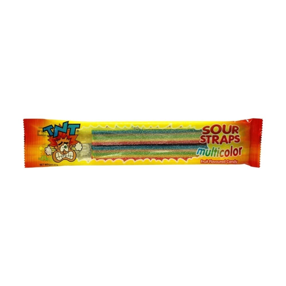 18PK TNT Multi Strap 57g Fruit Flavour Chewy Sour Lollies/Gummies