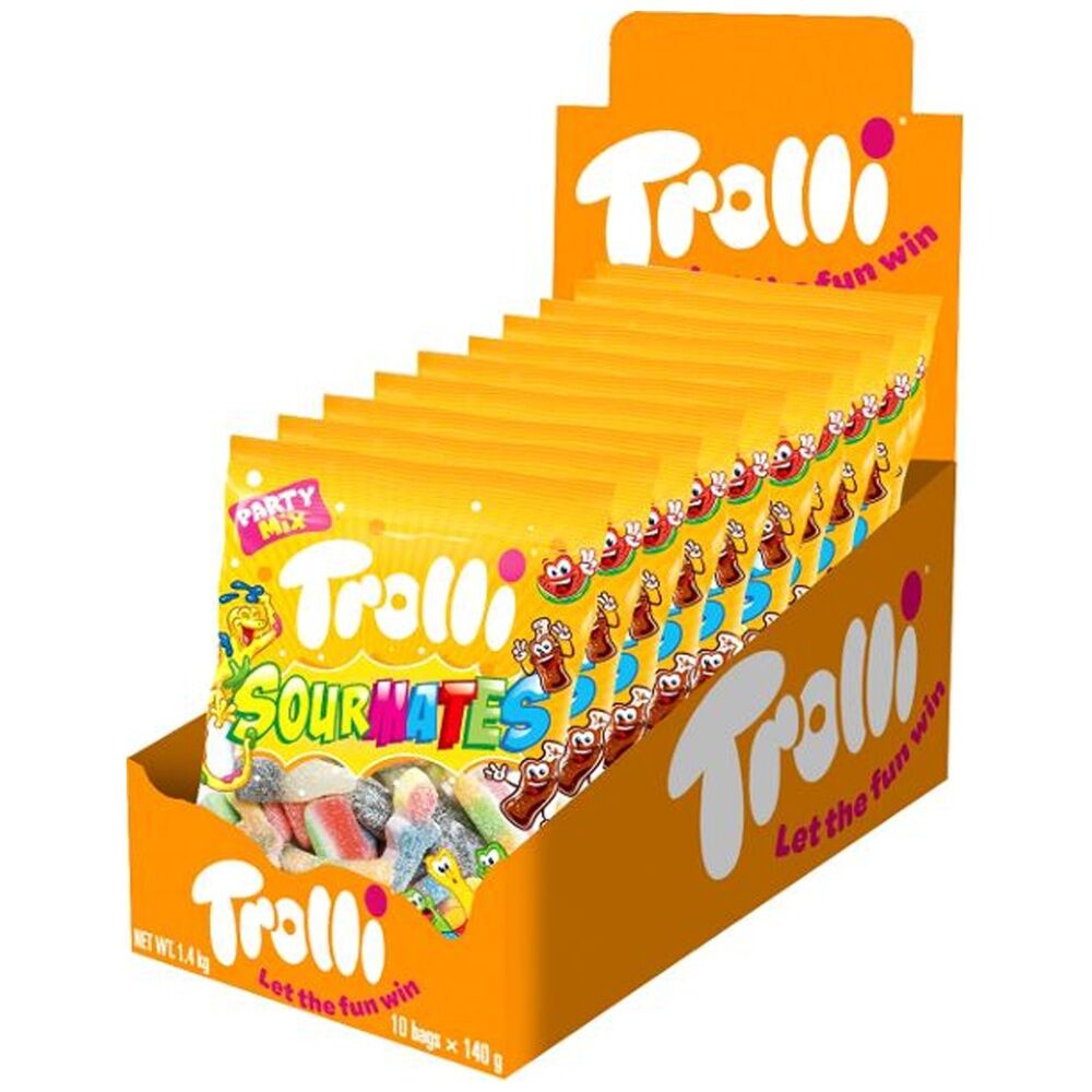 10PK Trolli Sour Mates 140g Fruit Flavour Chewy Lollies/Gummies