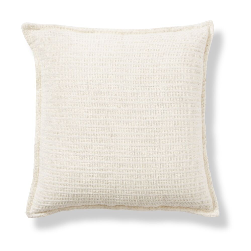 E Style Makena Cushion Textured Linen Blend Throw Pillow Ivory 50x50cm