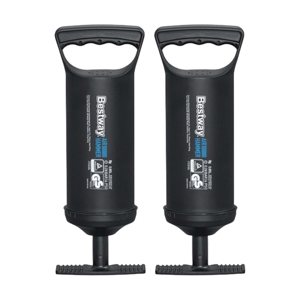 2PK Braz 850ml Inflate Deflate Manual Hand Pump W/ Flexi Hose 30cm Black