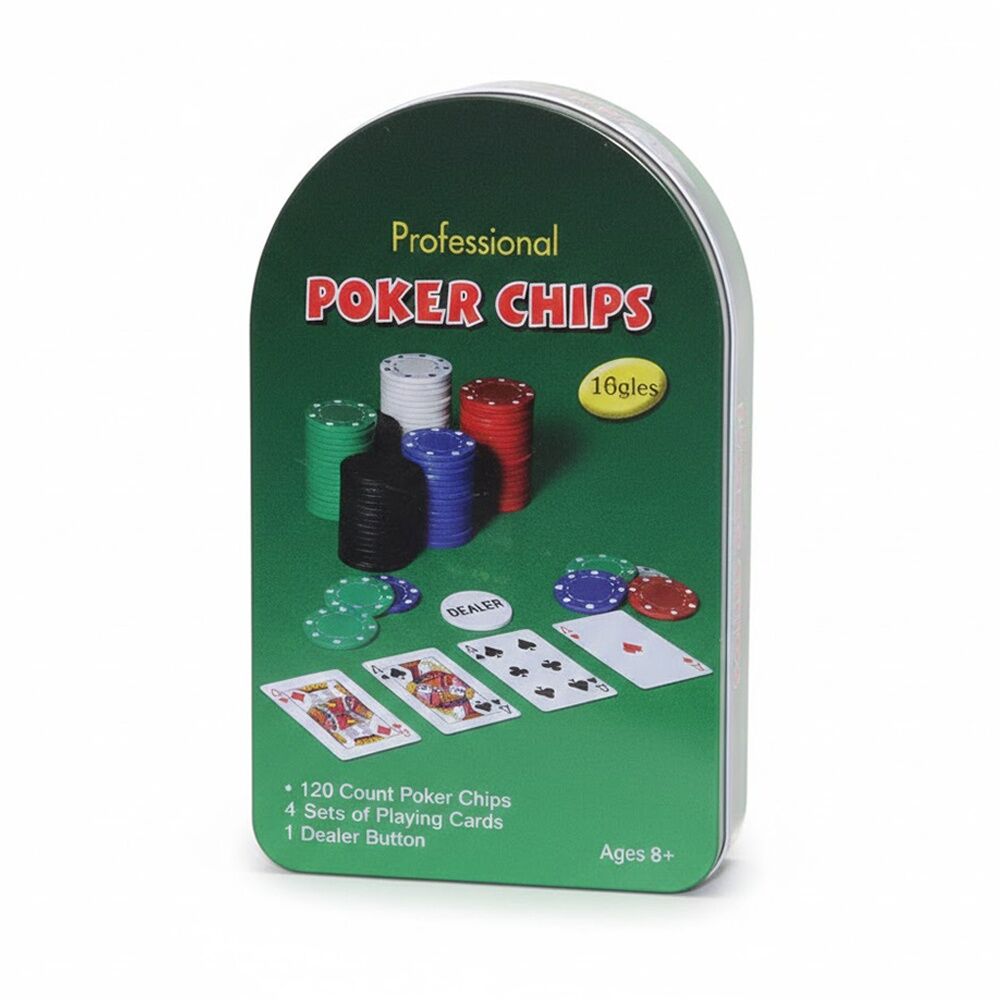 120pc Braz Poker Chip Set W/ 4 Playing Card & Dealer Button Multi Colour