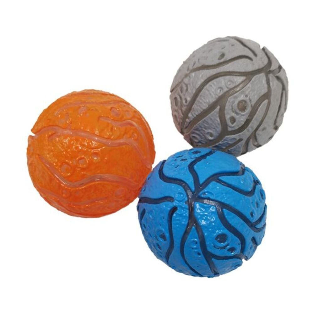 6PK Braz Light Up Meteorite Stress Relief Squeeze Ball Toy 6cm Assorted