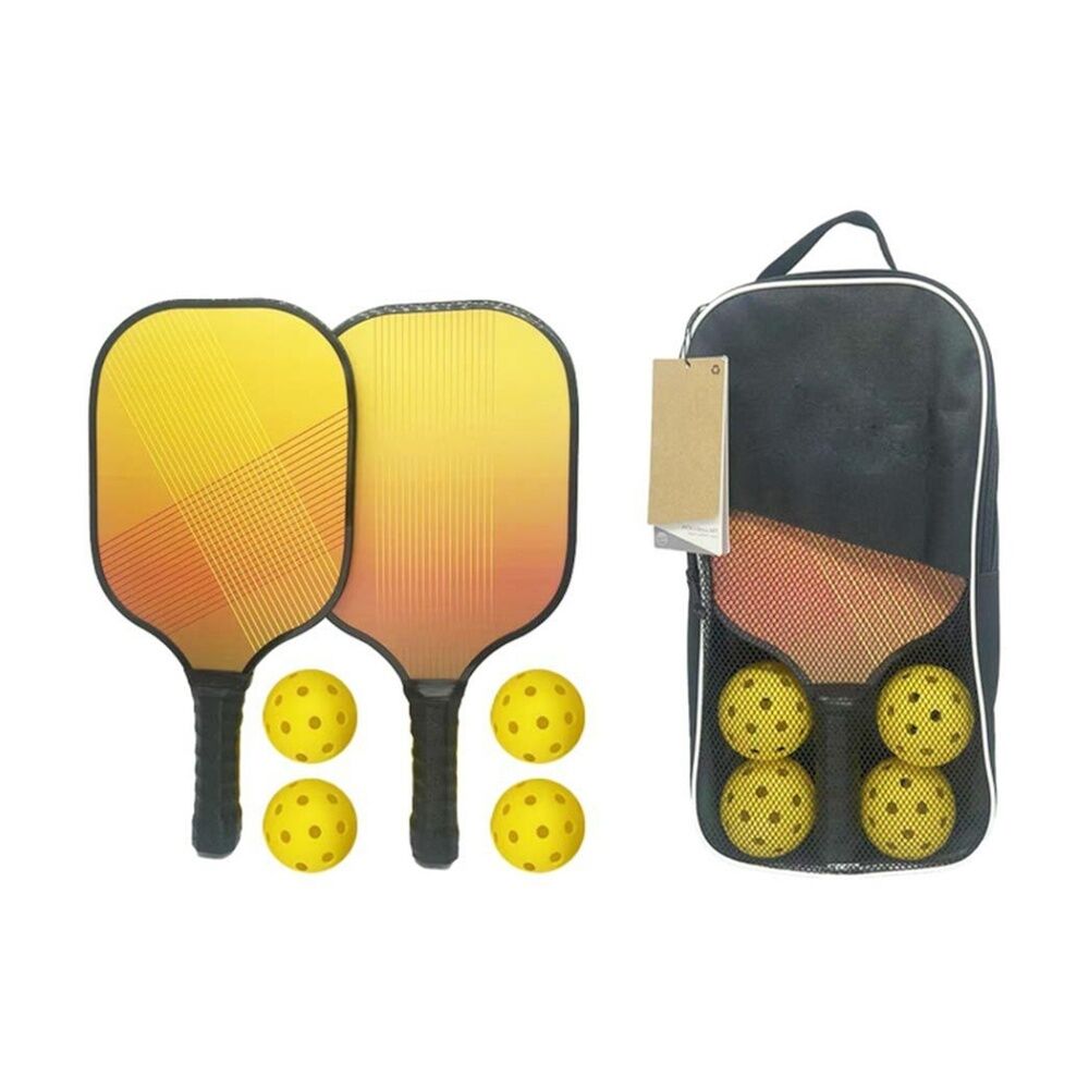 Braz Outdoor Sports Play Pickleball Set W/ Two Paddles & 4 Balls Yellow